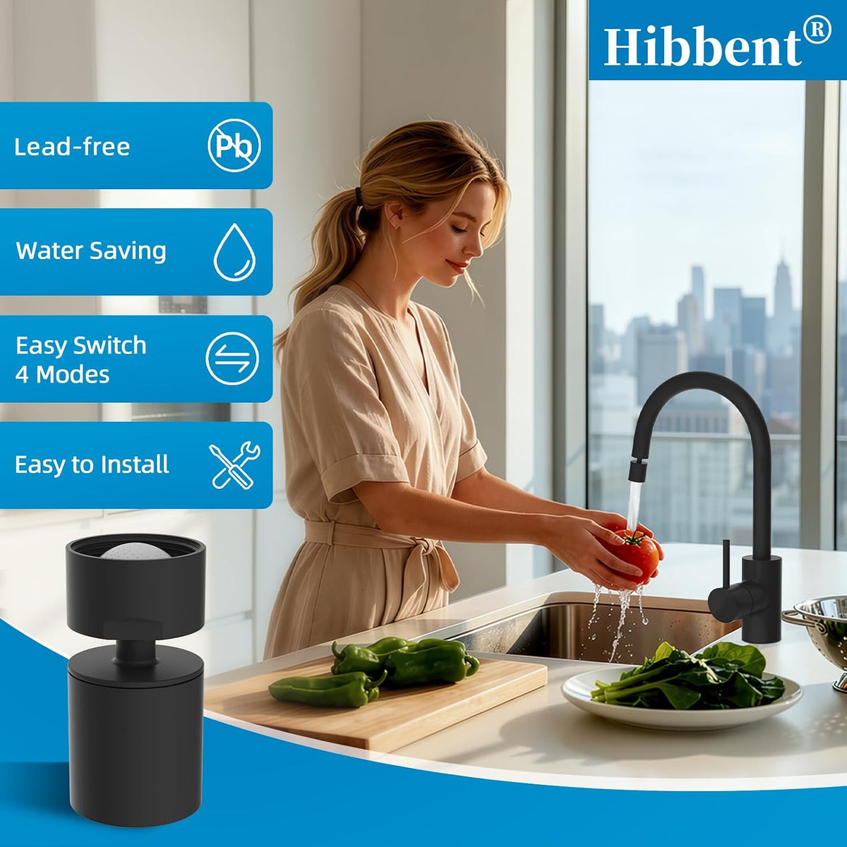 Hibbent NSF/ANSI/CAN 61 & cUPC Certified Faucet Aerator, Chrome