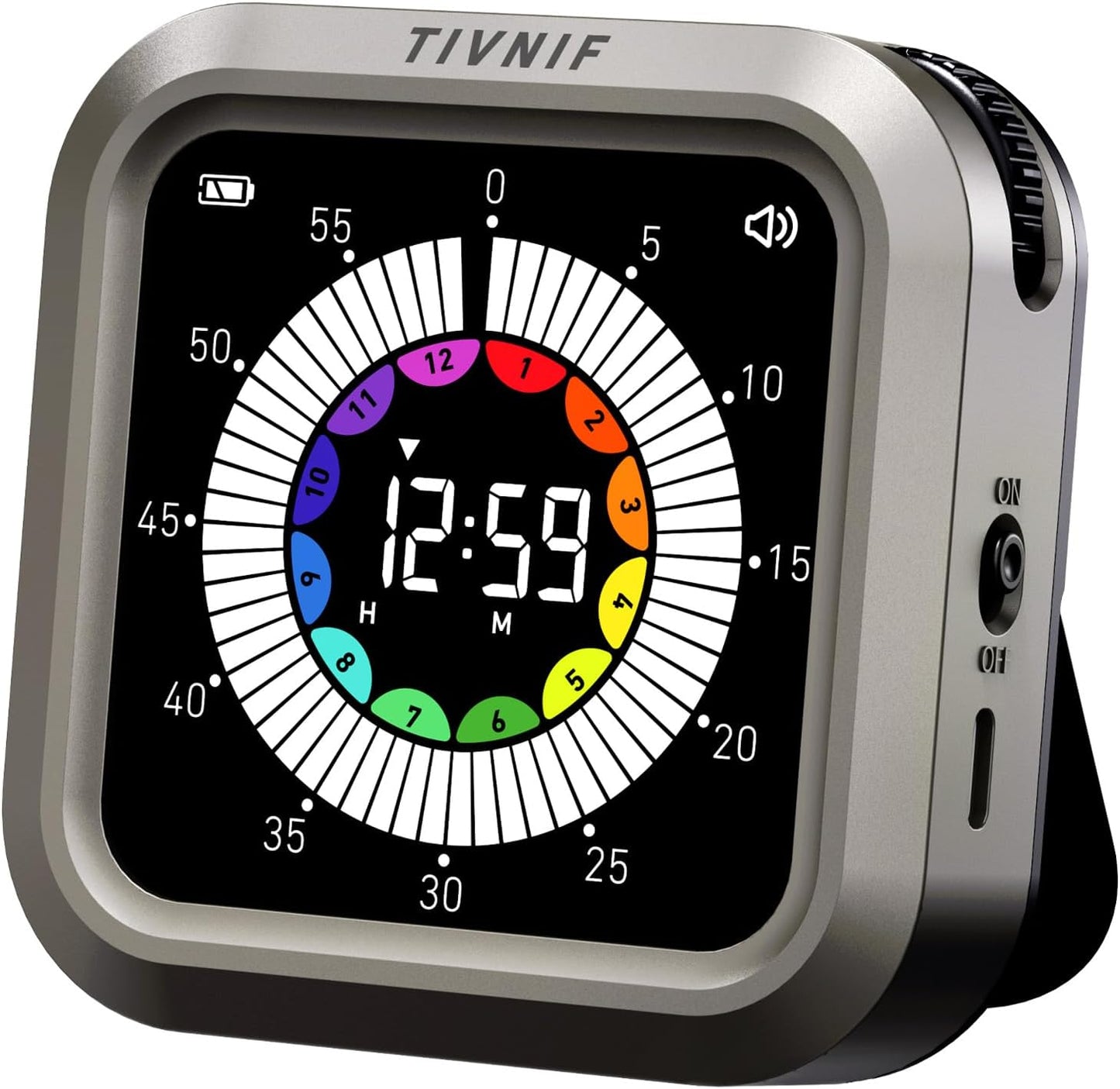 Visual Timer for Kids with Color Display Kitchen Timer 1500mAh Battery | Memory Function Scroll Wheel Control, Magnetic Back with Stand, Up to 12h59m Countdown, Kitchen, Study & Classroom