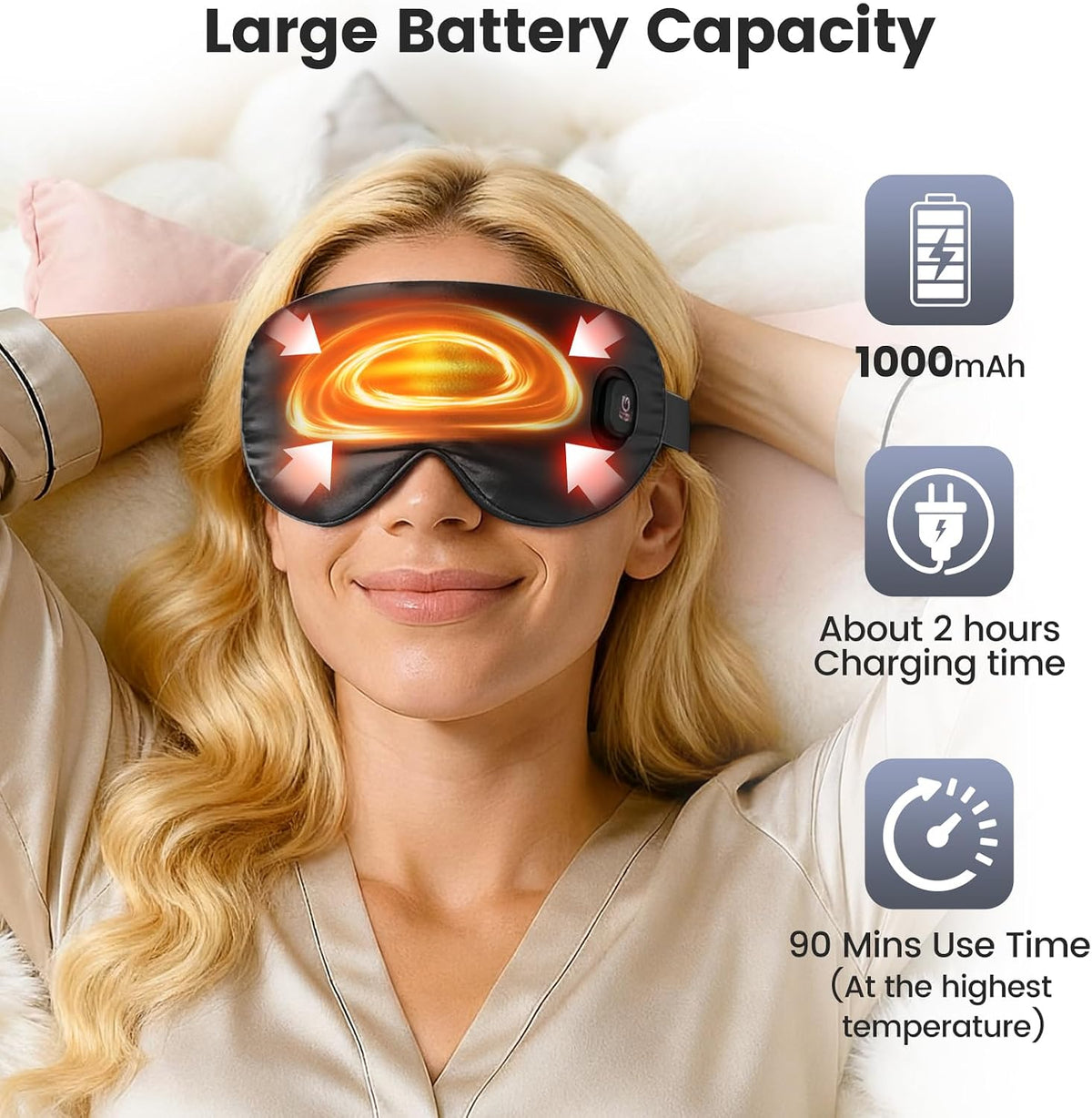 Cordless Heated Eye Mask for Dry Eyes, Rechargeable Heat Sleep Mask, Grey