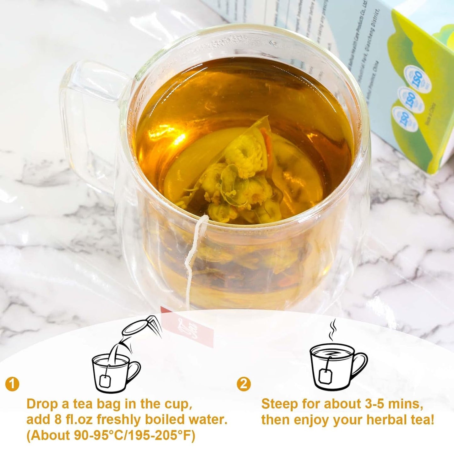 TEARELAE - Chamomile Lavender Tea, 50 Herbal Tea Bags with Lemon Balm for Relaxation & Bedtime - Non-GMO - Caffeine-Free - Floral & Soothing