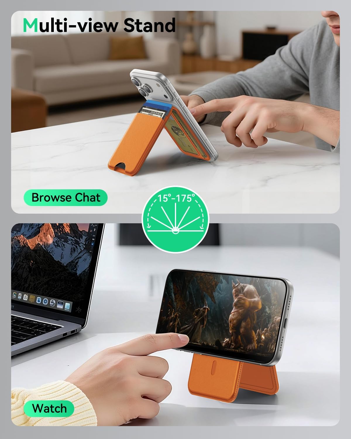 TWZKG for MagSafe Wallet, Works with Apple Find My,5 Card Holder with Stand