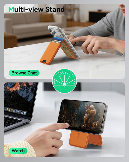 TWZKG for MagSafe Wallet, Works with Apple Find My,5 Card Holder with Stand