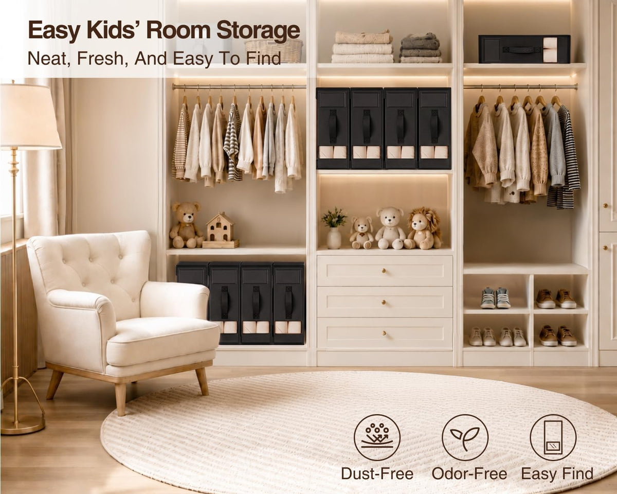 DIMJ Bed Sheet Organizers and Storage - Foldable Sheet Holder, Linen Closet Organizer Box for Sheets Set, Bedding, Blankets, Towel (King & Queen Size), Grey