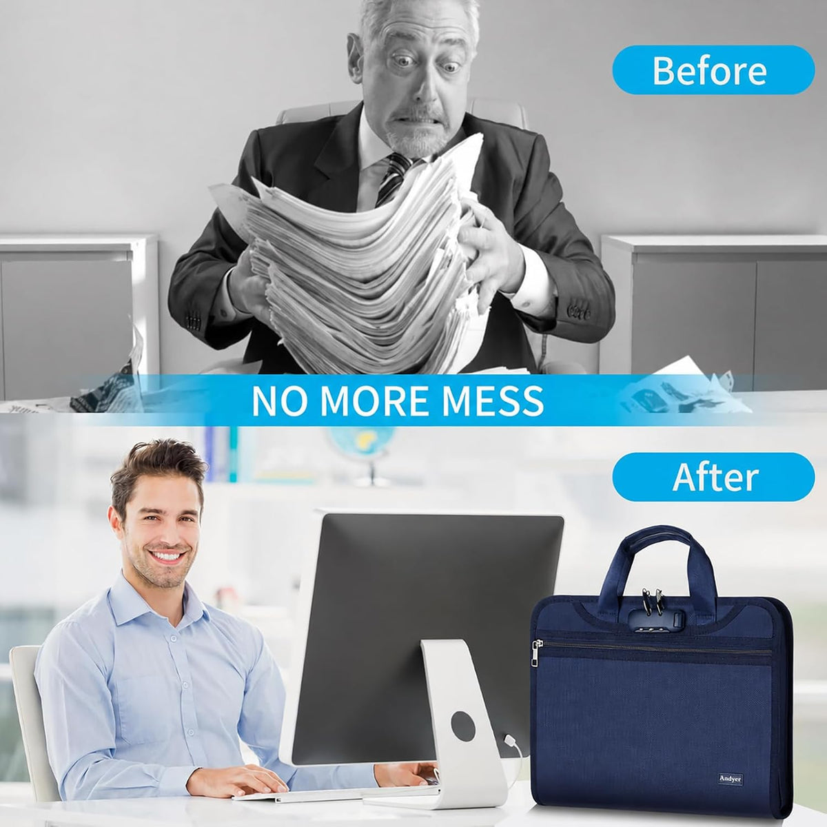 Important Document Organizer with Lock, Fireproof Accordion File Organizer