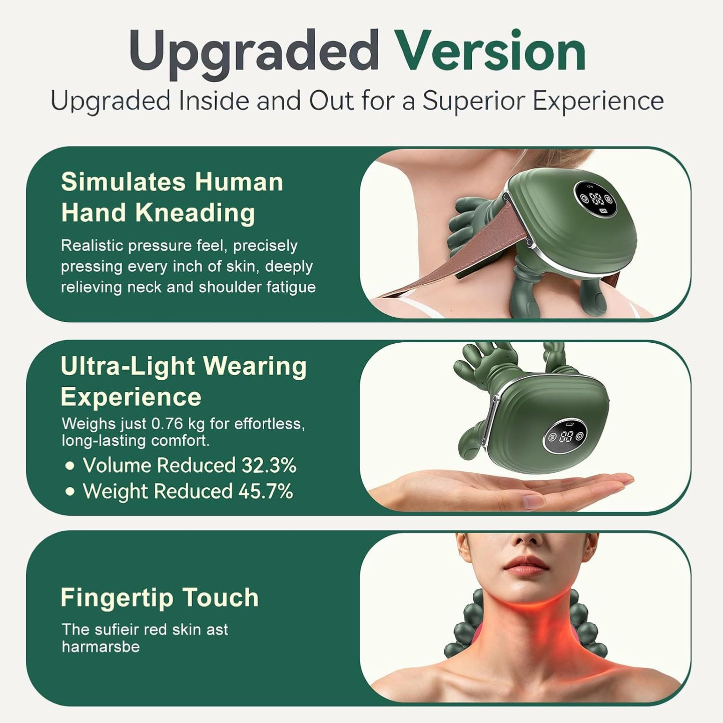 Shoulder & Neck Massager with Heat, Bionic Neck Massager for Pain Relief Deep Tissue, 4D Kneading Fingers, LCD Display & Adjustable Intensity, Relaxation Muscle Tension, Ideal Gift for Men and Women