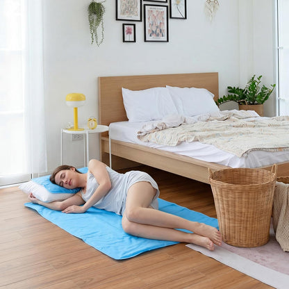 Novabright 2 Pcs Cooling Pad with Pillow Set Cold Mat Gel for Bed 47'' x 28'' Cooling Mattress Pad for Night Sweats, Hot Sleepers, Hot Flashes, Pain Relief, Summer Supplies(Simple,Sky Blue)