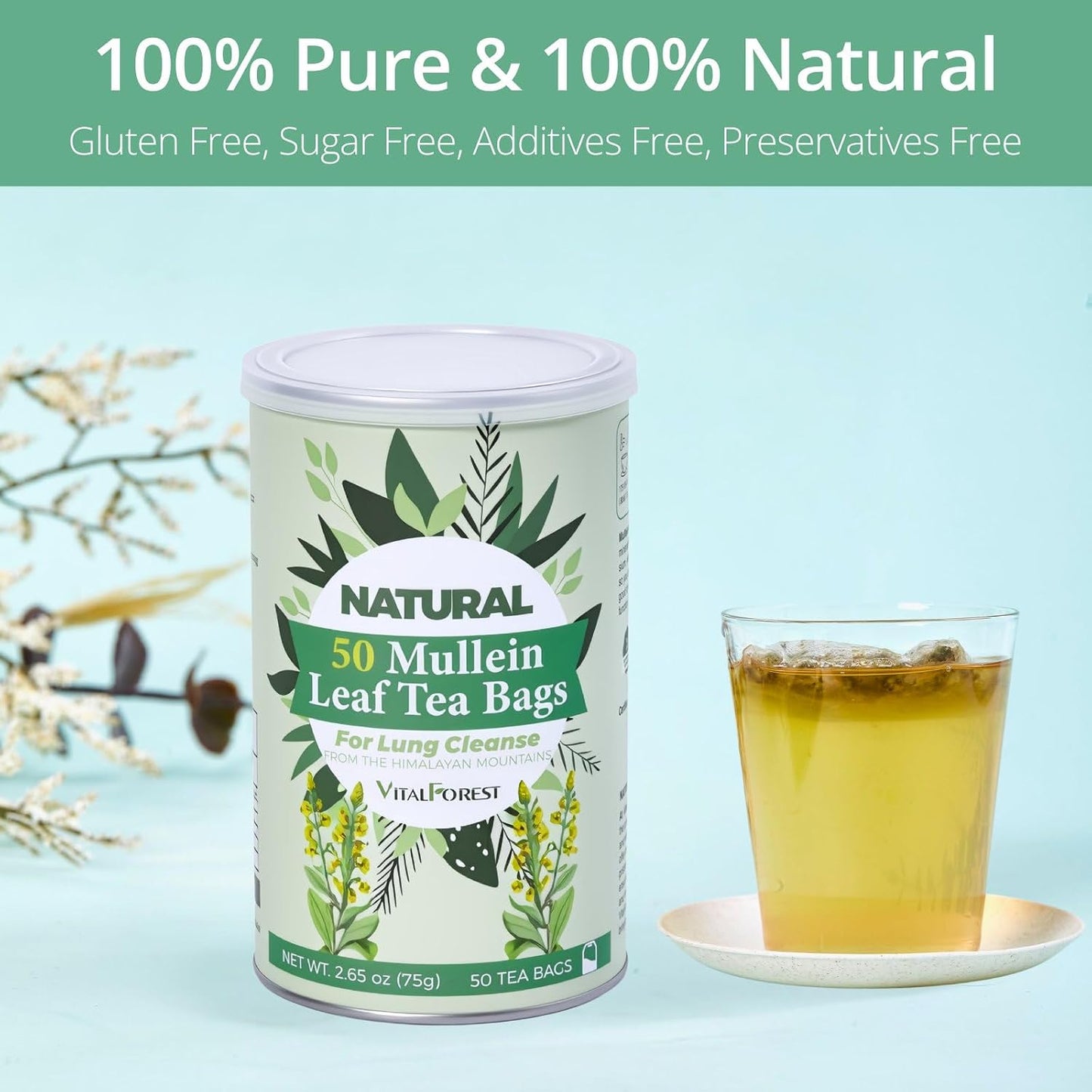 60 Lemon Balm Tea Bags - VitalForest Dried Lemon Balm Leaves Tea -1.5g/Bags, Calming Herb, Stress Relief & Sleep Support, Non-GMO, Caffeine-Free