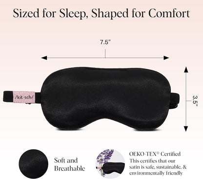 Kitsch Contour Pillow Eye Mask – Softer Than Silk Eye Masks for Sleep, Blindfold Sleep Masks for Women & Men, No Eye Pressure, Lightweight, Eye Care, Travel Essentials - Charcoal