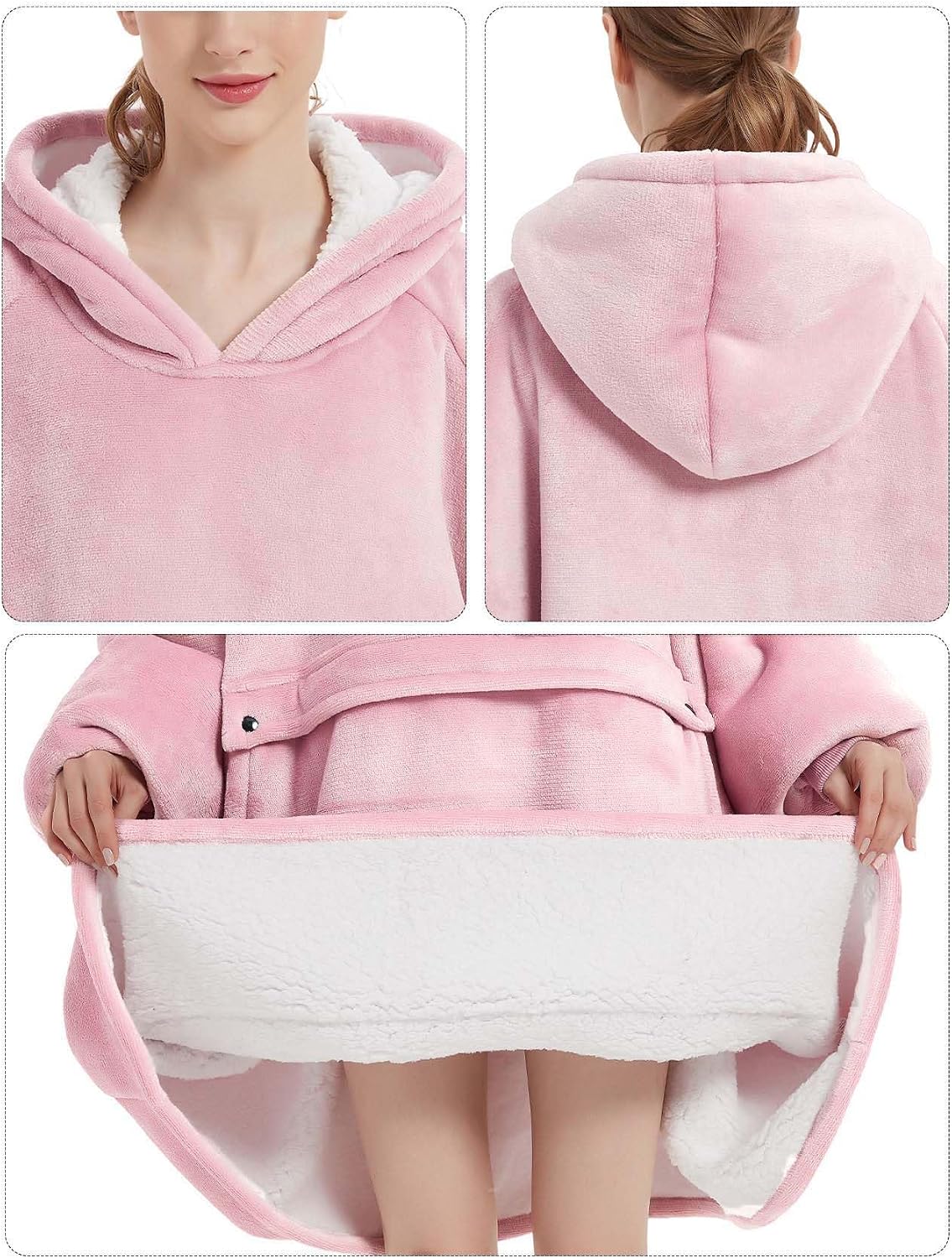KFUBUO Wearable Blanket Hoodie for Adults Sherpa All Patterns Cat Oversized Sweatshirt Blanket with Pockets for Women