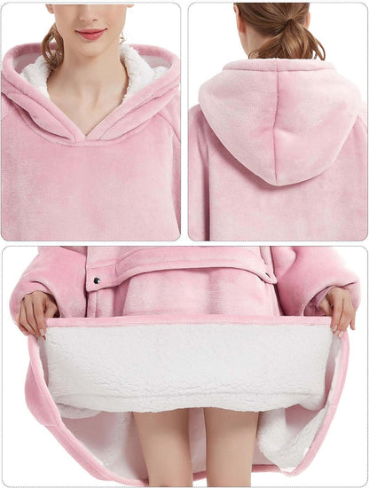 KFUBUO Wearable Blanket Hoodie for Adults Sherpa All Patterns Cat Oversized Sweatshirt Blanket with Pockets for Women