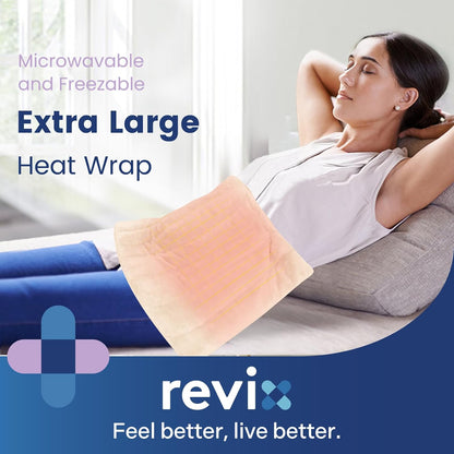 REVIX Extra Large Heating Pad Microwavable for Back with Moist Heat, Microwave Heated Wrap for Full Back, Neck Shoulder and Muscles, Rose Velvet XXL Rice Bean Bag