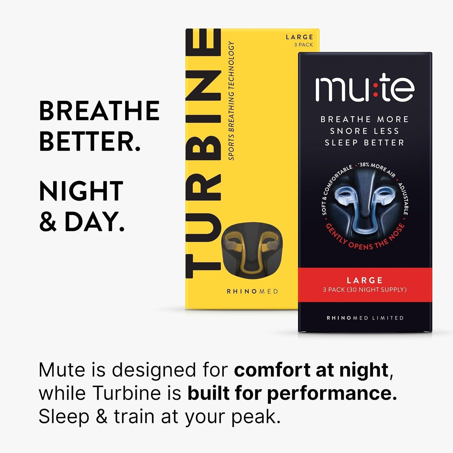 Mute Nasal Dilator Snoring Solution | Starter Pack 3 Sizes | Snore Less & Sleep Better | Nasal Strip Alternative | Comfortable Breathing Aids for Better Sleep & Improved Airflow
