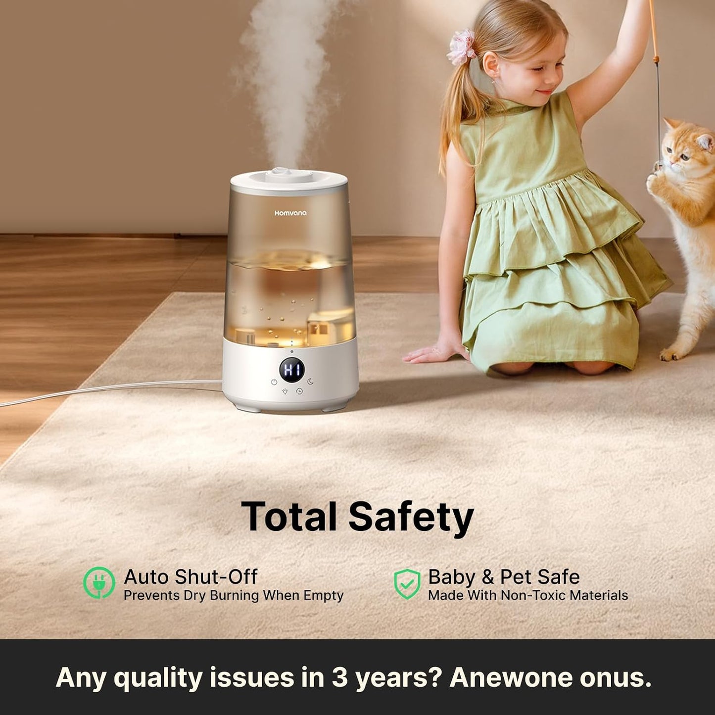 Homvana 3.6L Top-Fill Cool Mist Humidifiers for Bedroom, Large Room & Plants, 23dB Ultra-Quiet, Easy-to-Clean 2-in-1 Baby Humidifier & Oil Diffuser for Congestion Relief, Lasts Up to 4 Nights (Grey)