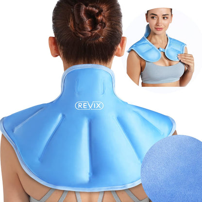 REVIX Neck Ice Pack Wrap – Reusable Hot Cold Gel Pack for Neck and Shoulder, Large Flexible Design with Soft Plush Lining, Cervical Gel Ice Wrap Ideal for Post-Workout Recovery, Fatigue & Relaxation
