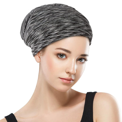 Silk Satin Lined Bonnet Sleep Cap - Adjustable Stay on All Night Hair Wrap Cover Slouchy Beanie for Curly Protection Women and Men Solid Black