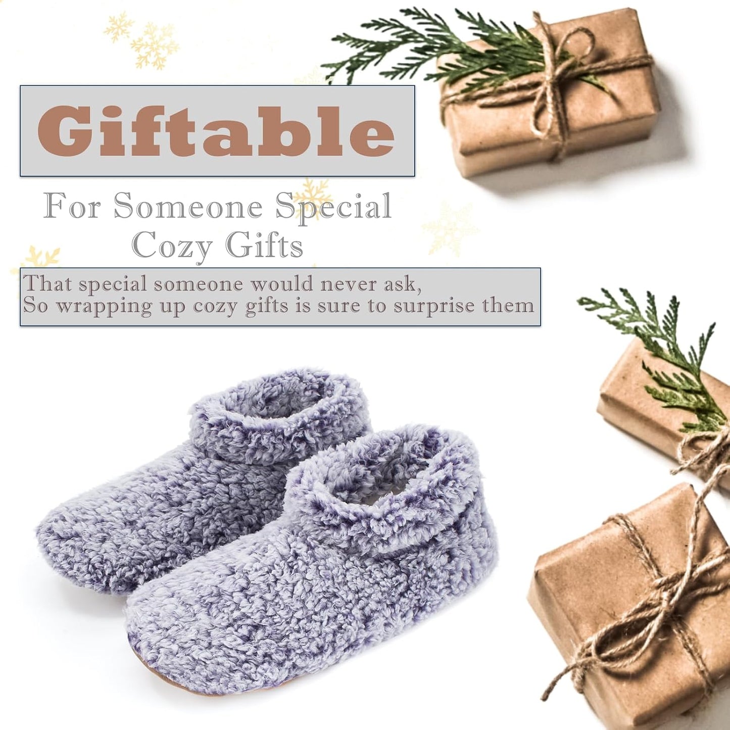Cozylook Fuzzy Slippers for Women Indoor Soft Sole Slipper Socks with Non Slip Grippers Warm Fluffy