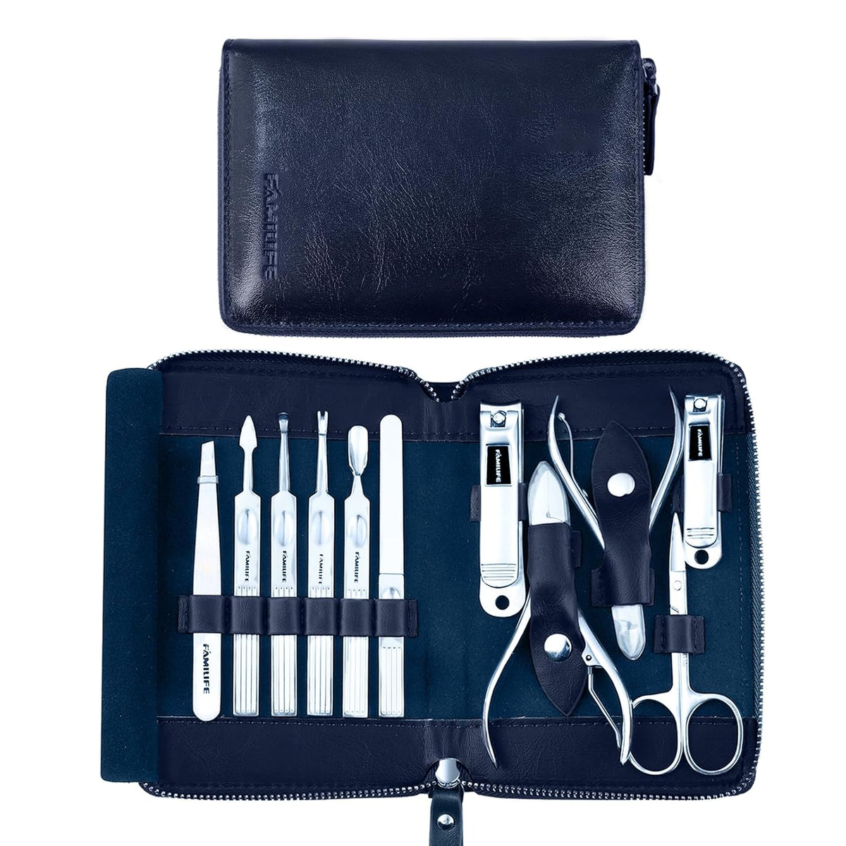 FAMILIFE Stainless Steel Manicure Set 11-in-1 Professional Nail Clipper Kit
