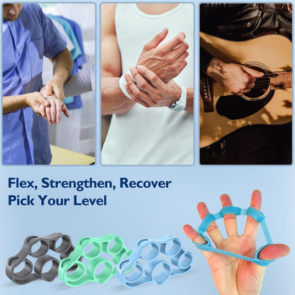 FitBeast Grip Strength Trainer, Finger Exerciser, Forearm Strengthener 9-Piece Kit, Hand Grip Strengthener Targeted Strength, Relief & Recovery