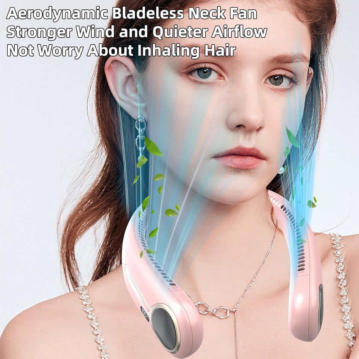 Portable Neck Fan, Personal Wearable Bladeless Fan, 6000mAh USB Rechargeable, 360° Airflow, LED Display, 4-Speeds, Hands Free Fan for Outdoor Indoor, Birthday Gifts for Men Women Dad Mom (Black)