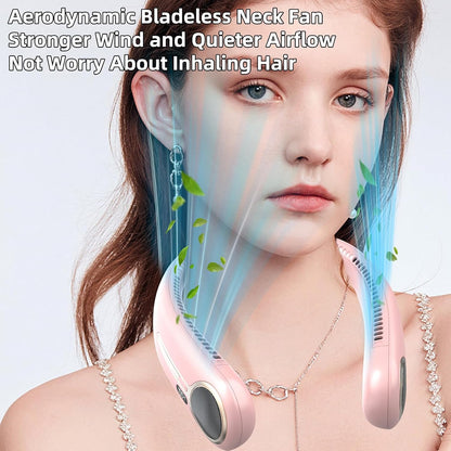 Portable Neck Fan, Personal Wearable Bladeless Fan, 6000mAh USB Rechargeable, 360° Airflow, LED Display, 4-Speeds, Hands Free Fan for Outdoor Indoor, Birthday Gifts for Men Women Dad Mom (Black)