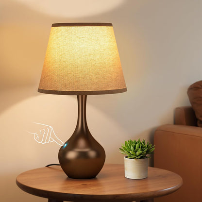 Seealle 16.1" Touch Table Lamps for Nightstand, 3-Way Dimmable Small Bedroom Lamps for Night Stands, Black Bedside Lamps for Living Room, Kids Room, End Table