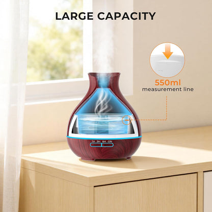 Aromatherapy Essential Oil Diffuser, 550ml Ultrasonic Fragrant Oil Large Room Humidifier, Diffusers for Home with Timer and Waterless Auto-Off, 7 Color LED Lights,Cool Mist Humidifiers