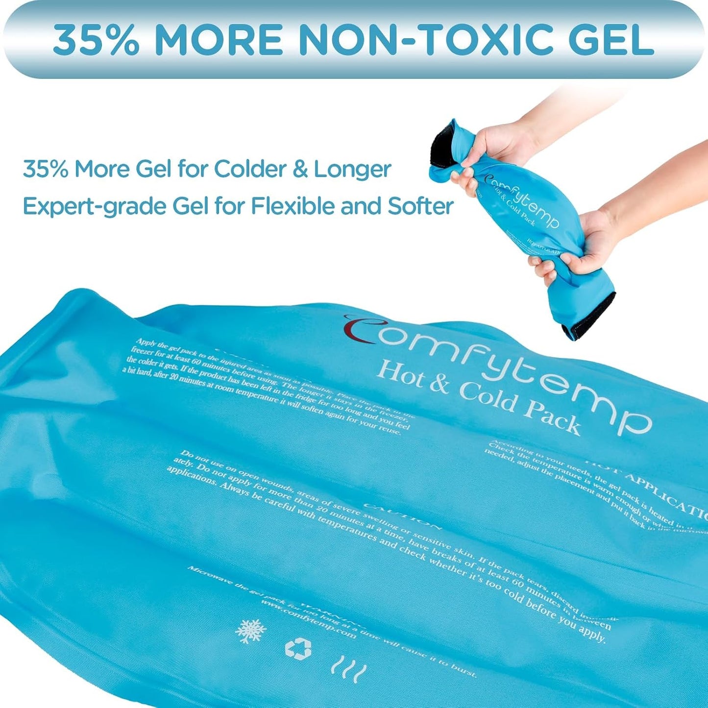 Comfytemp Large Ice Pack for Injuries Reusable Gel Ice Pack for Lower Back Pain Relief, Sciatica, Hot Cold Wrap Compress Recovery Item for Surgery, Swelling, Lumbar, Shoulder, Knee, Hip, for Men Women