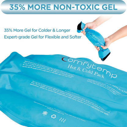 Comfytemp Large Ice Pack for Injuries Reusable Gel Ice Pack for Lower Back Pain Relief, Sciatica, Hot Cold Wrap Compress Recovery Item for Surgery, Swelling, Lumbar, Shoulder, Knee, Hip, for Men Women