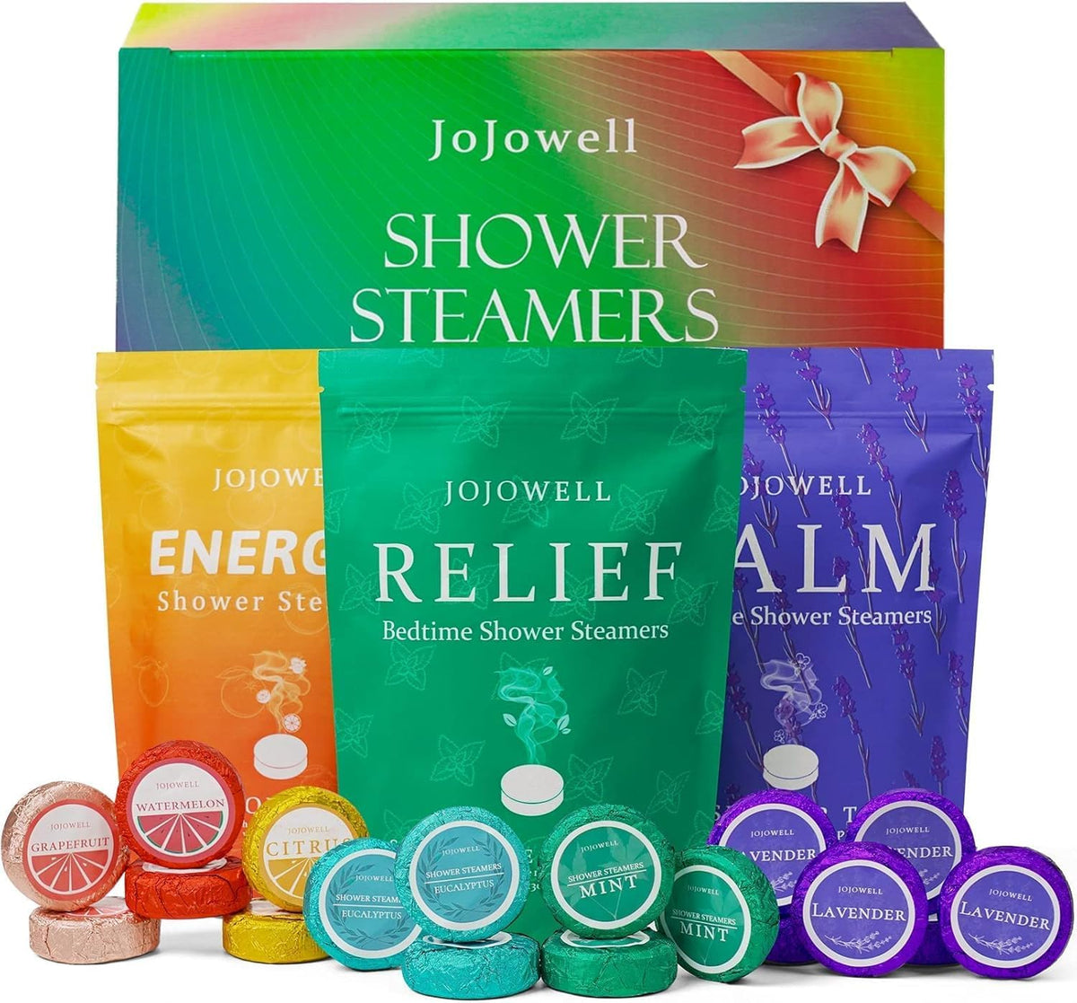 JoJowell Shower Steamers Aromatherapy - Birthday Gifts for Women & Men, Mom Wife Grandma Sister Her Teens, Self Care with Natural Essential Oils Relaxation Home SPA