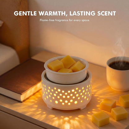EQUSUPRO Wax Melt Warmer for Scented Wax Melts 3-in-1 Electric Ceramic Candle Wax Warmer Burner Fragrance Wax Melter for Home Office Bedroom Gift & Decor (Leaf)