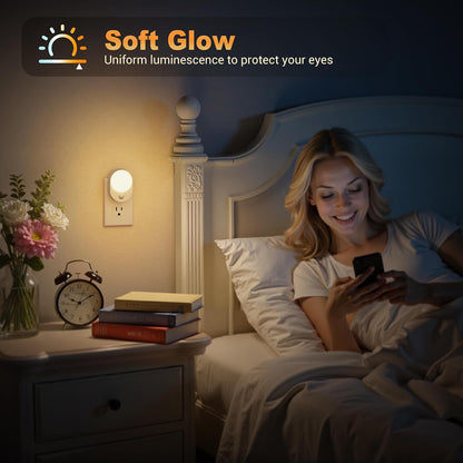 JandCase Night Light, Modern Night Lights Plug into Wall,2 Pack Dusk to Dawn Sensor Nightlight, Amber Brightness Adjustable Nightlight for Kids Bathroom Hallway Kitchen Bedroom Decor