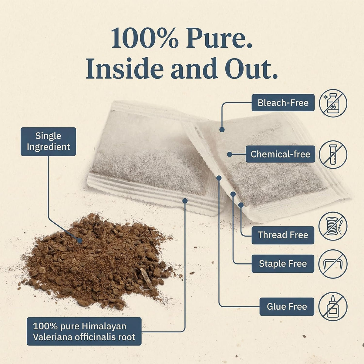 Cure Wid Pure Organic Valerian Root Tea Bags for Sleep Bleach-Free 50 Bags