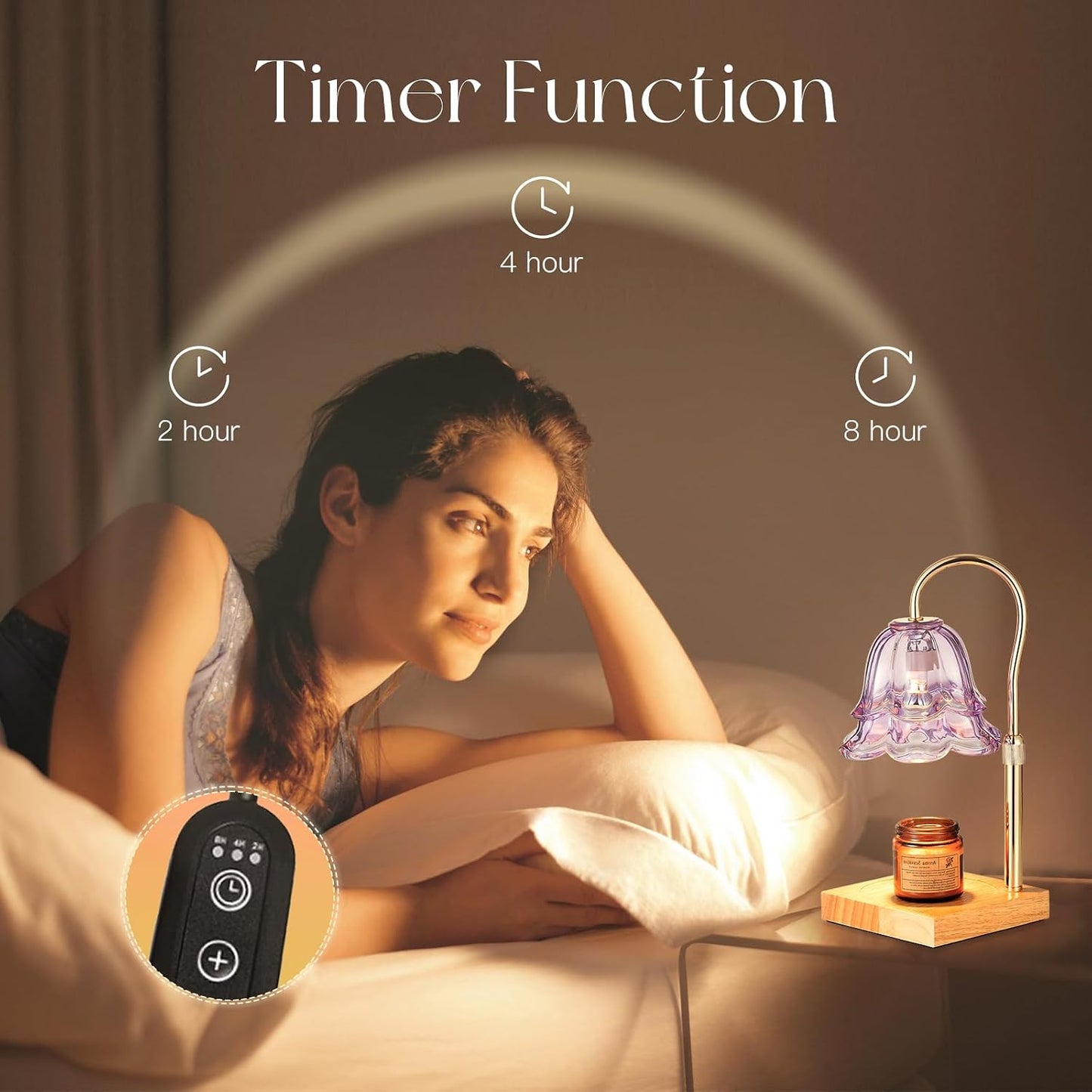 Candeldo Candle Warmer Lamp with Timer: Flower Gold Candle Lamps Height Adjustable Wax Melt House Warming Gifts New Home Decor Mothers Day Birthday Gift for Women Mom