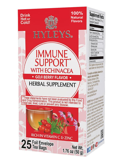 Hyleys Immunity Tea With Echinacea Goji Berry Flavor - 25 Tea Bags (1 Pack) - Support Your Immune System