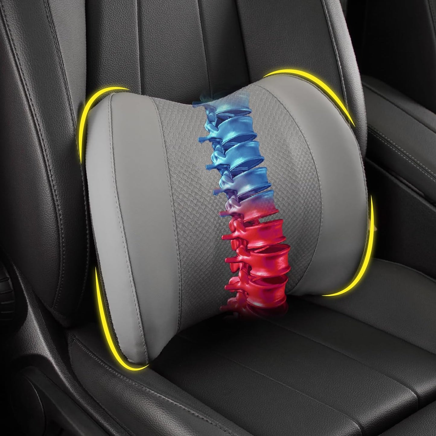 Lofty Aim Lumbar Support Pillow for Car, Car Seat Back Support for Driving | Memory Foam Car Lumbar Support for Driving Seat, Car Back Cushion, Adjustable Straps, Lower Back Pillow, Office Chairs, Black