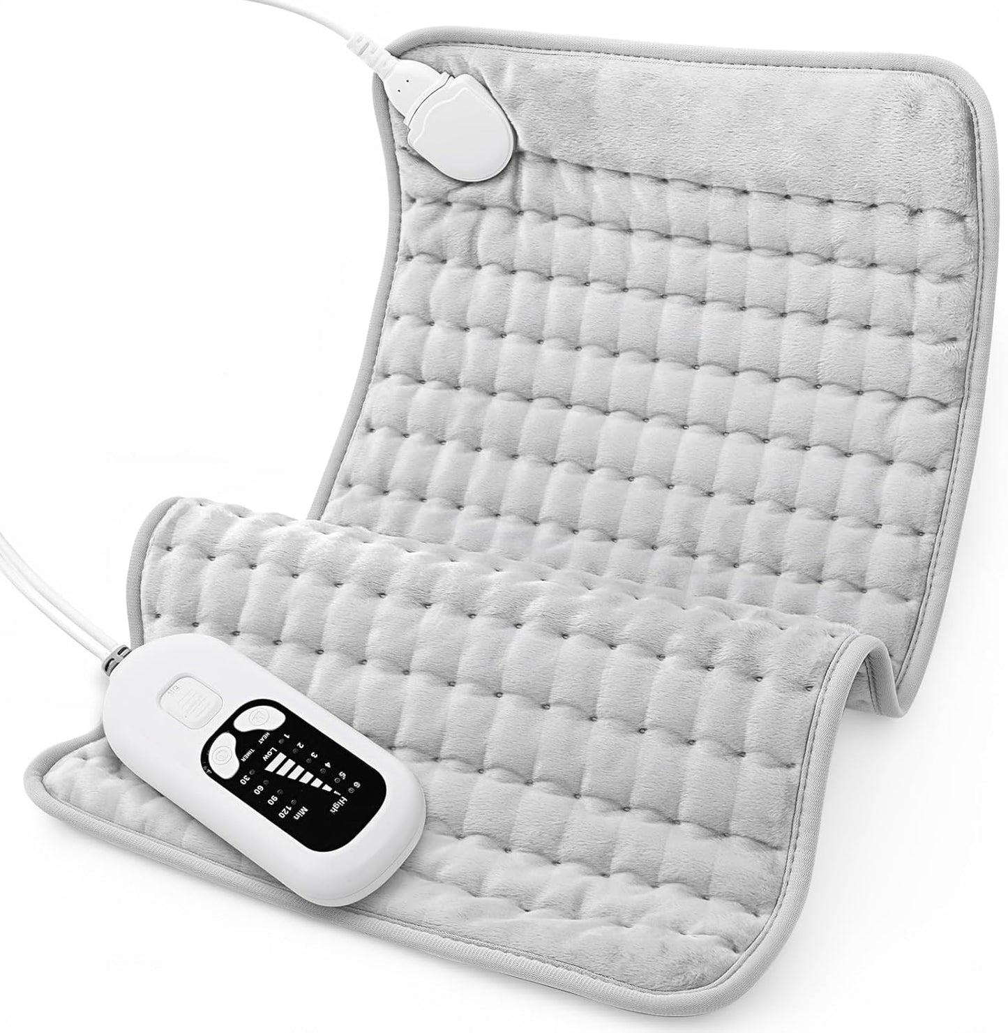 Deepsoon Heating Pad,Electric Heating Pads for Back,Neck,Moist Heating Pad for Abdomen Shoulder Knee Legs,Dry/Moist Heat&Auto Shut Off,Fathers Day Dad Gifts for Men Birthday,Light Gray,24x12 Inch