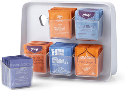 YouCopia TeaStand Tea Bag Organizer with Clear Removable Bins, Cabinet or Pantry Storage Caddy, 80-Bag