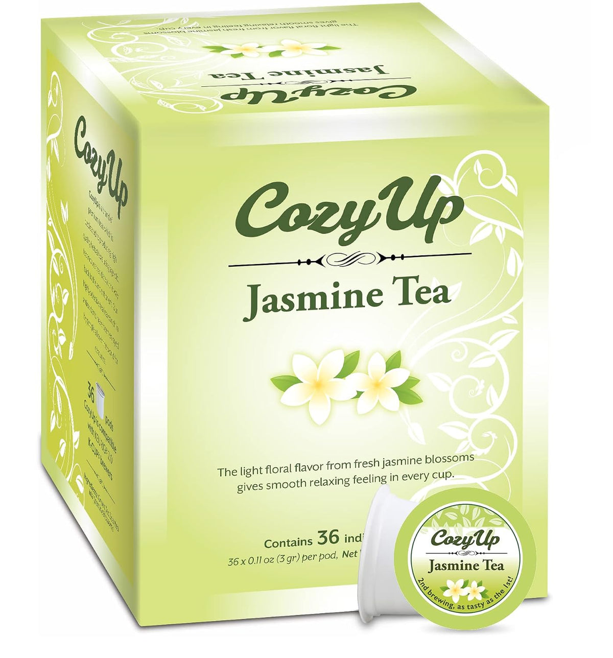 Cozy Up 36-Count Jasmine Green Tea K-Cup Pod, Compatible with Keurig Brewer