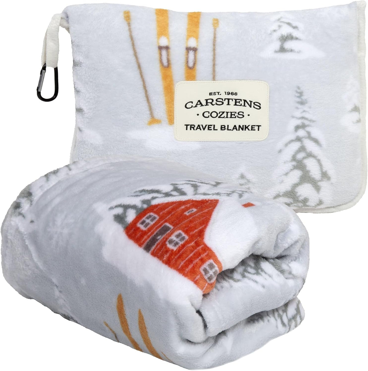 Carstens, Inc. Travel Blanket, Premium Compact 2-in-1 Airplane Blanket/Pillow, Open Sky Blue Aztec