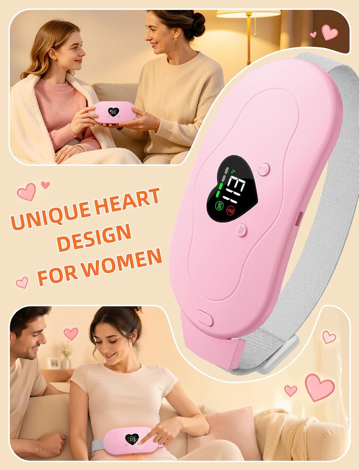 Glyduny Portable Heart Heating Pads, Electric Cordless Heat Pad