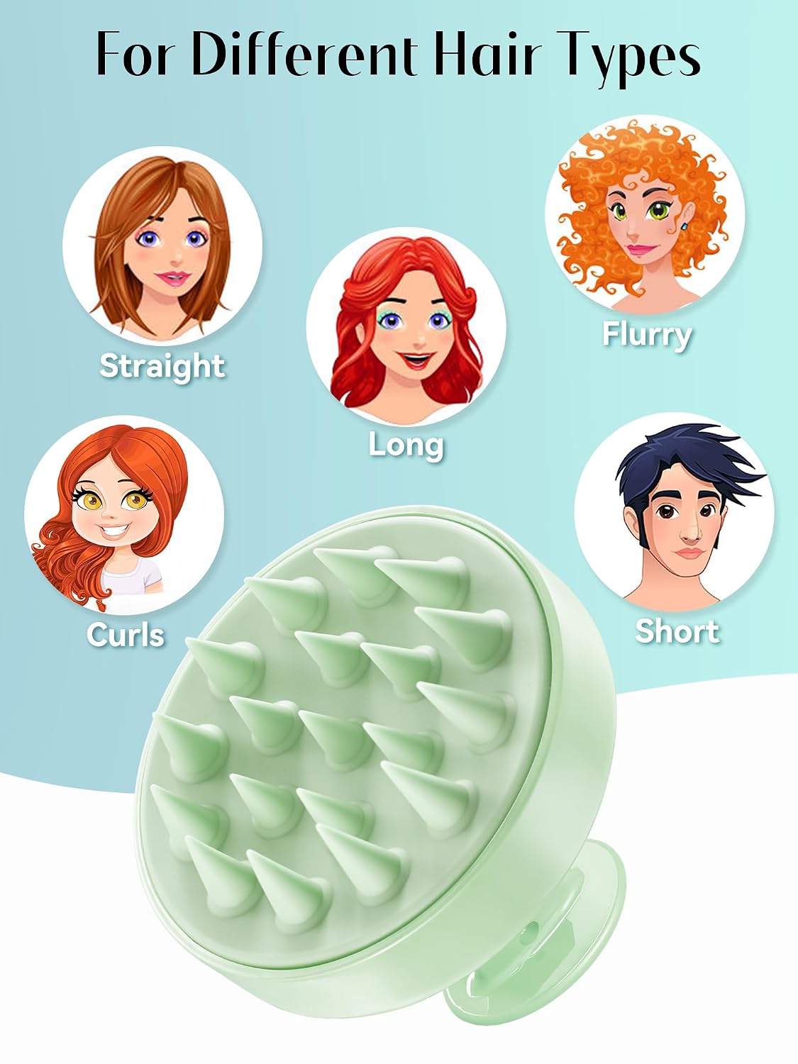 HEETA Scalp Massager Hair Growth, Soft Silicone Scalp Scrubber Shampoo Brush for Exfoliation, Dandruff Removal Head Massage Stress Relax, Wet & Dry Use for Thick Thin Curly Hair Care, Black
