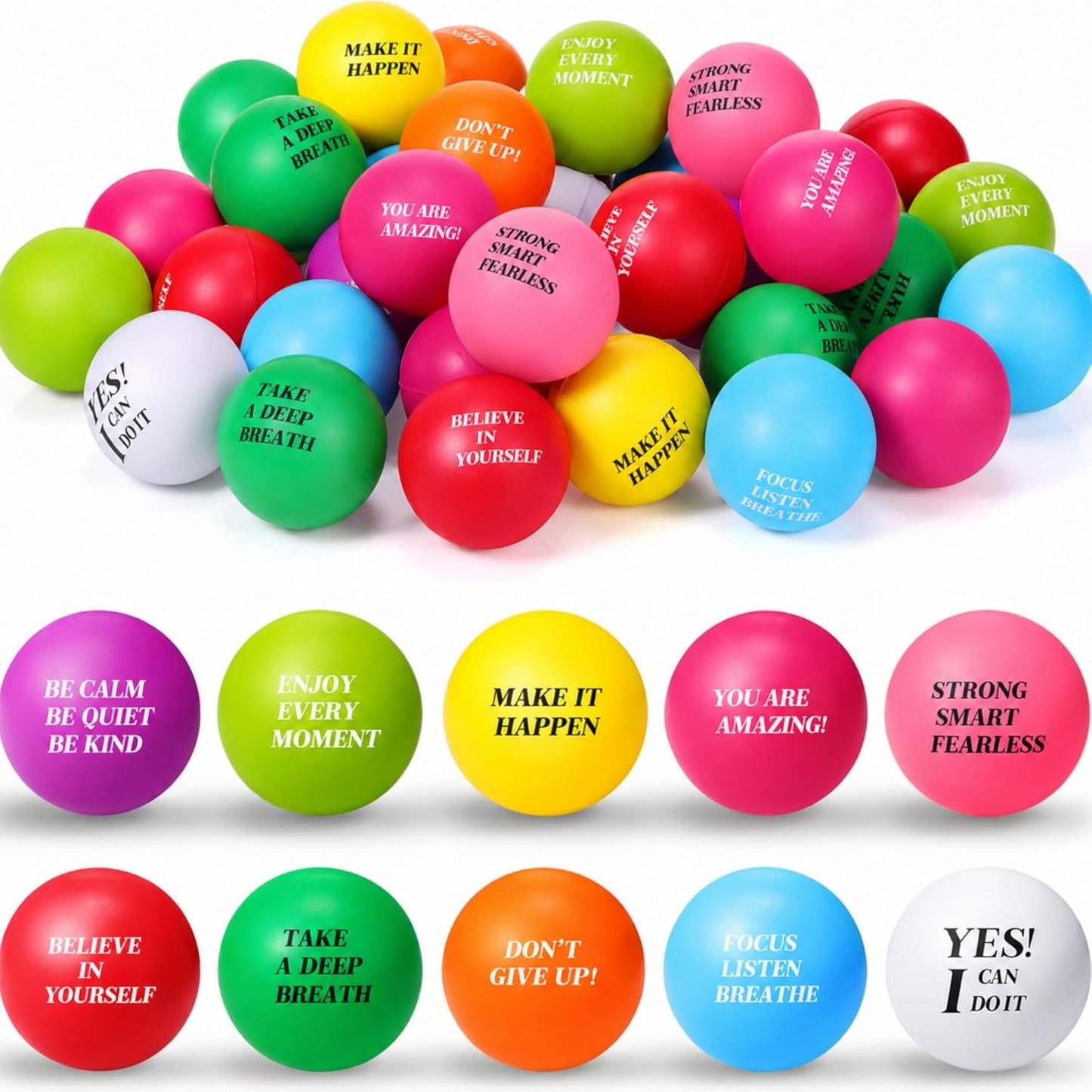 Sotiff 100 Pcs Motivational Balls Bulk for Adults, Ten Colors Inspirational