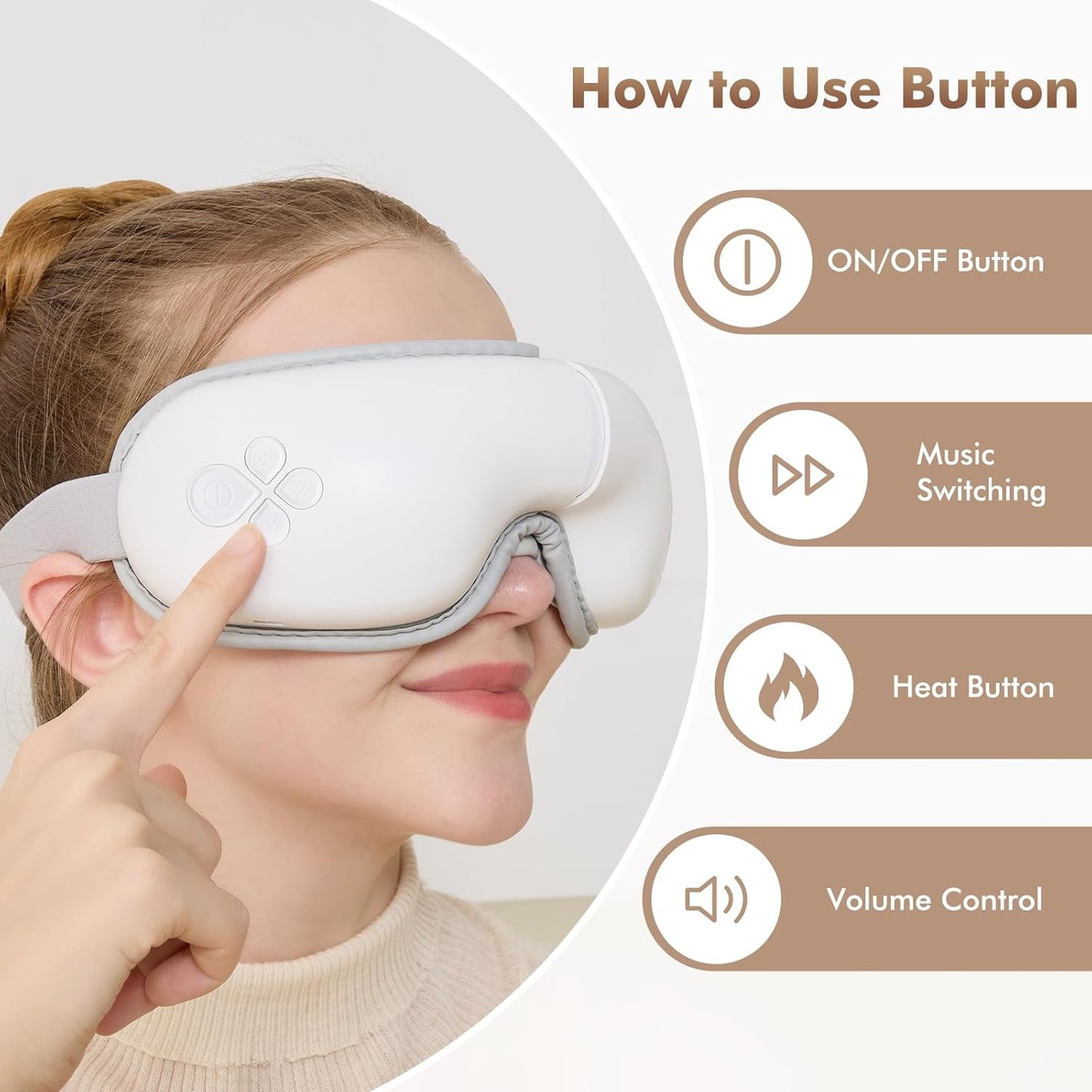 LAOBEN Eye Massager with Heat, Cordless Heated Eye Mask for Improve Sleep, Dry Eyes and migraines Relief, Reduce Strain for Plane, Travel and Office, Birthday Gifts for Women Men Mom Dad