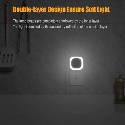 YUNLEX 2 Pack Amber Night Light, Dusk to Dawn Sensor, Warm Glare-Free Reflected Glow, 3-Level Dimmer, Auto On/Off, Plug-in LED Nightlight for Bedroom, Kids, Bathroom, Sleep, Baby Nursery, Toddler