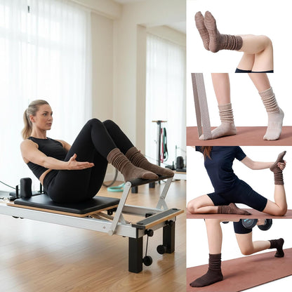 COOLMATE Pilates Socks with Grips for Women, Yoga Socks, Crew Non Slip Women for Barre, Pilates Gifts for Women - Colors A