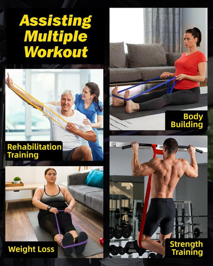 Zacro Resistance Bands Set with Door Anchor, Heavy Duty Pull Up Exercise Bands for Working Out, Muscle Power Strength Training, Physical Therapy, Home Fitness Gym Equipment for Men & Women