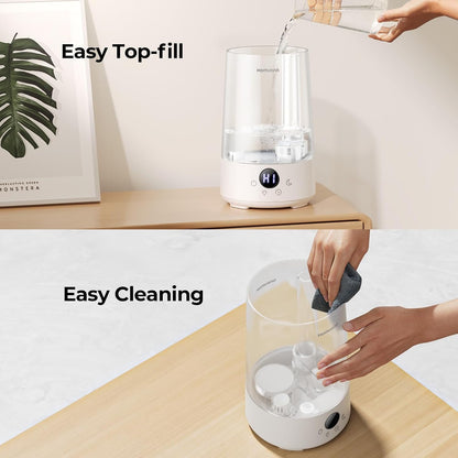 Homvana 3.6L Top-Fill Cool Mist Humidifiers for Bedroom, Large Room & Plants, 23dB Ultra-Quiet, Easy-to-Clean 2-in-1 Baby Humidifier & Oil Diffuser for Congestion Relief, Lasts Up to 4 Nights (Grey)