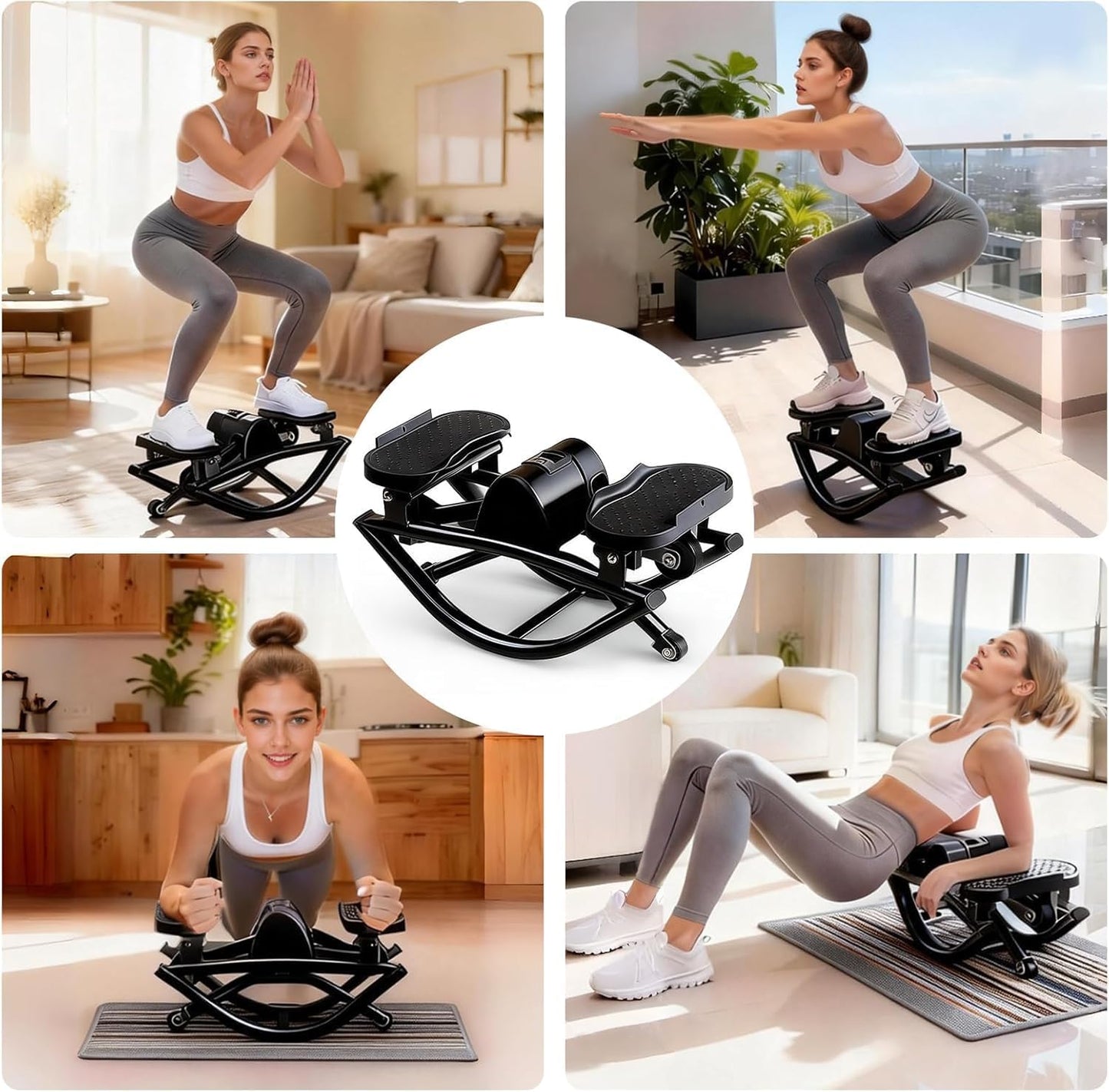 Rock Stepper, Side to Side Rocking Stepper Exercise Machine for Balance at Home, Low-Impact Lateral Stair Stepper with Resistance Bands & Digital Counter, 250 LBS Weight Capacity