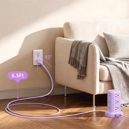 Extension Cord with Multiple Outlets, SMALLRT Power Strip Tower, Outlet Extender with 12 AC Outlets 4 USB, 6.5FT Extension Cord for Home Dorm Room, Office Supplies,Overload Protection