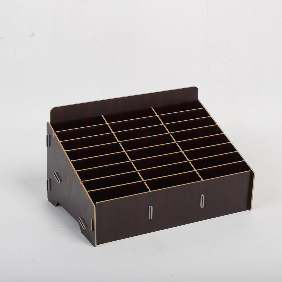 Wooden Display Cell Phone Rack, Phone Storage Rack Brown 12 Slot